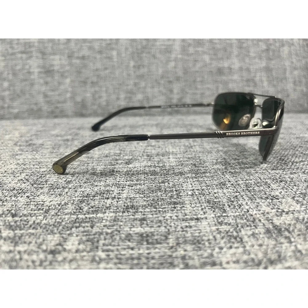 Brooks Brothers BB 4031-S Gunmetal Rectangular Aviator Sunglasses 61-13-130